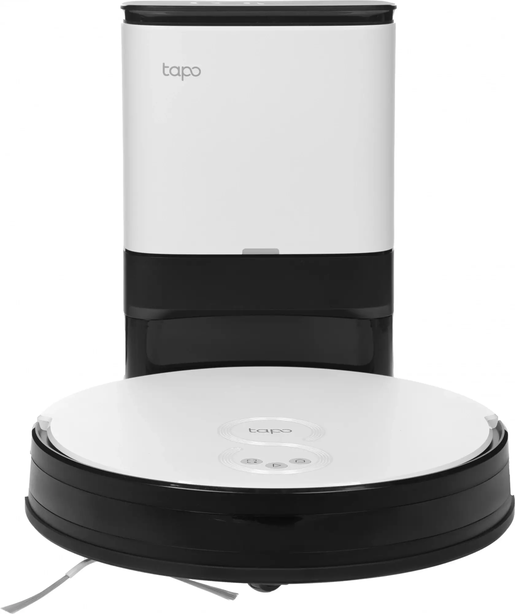 Обзор робота-пылесоса TP-Link Tapo RV10 Plus: идеальный помощник для поддержания чистоты вашего дома в белом и черном цвете.