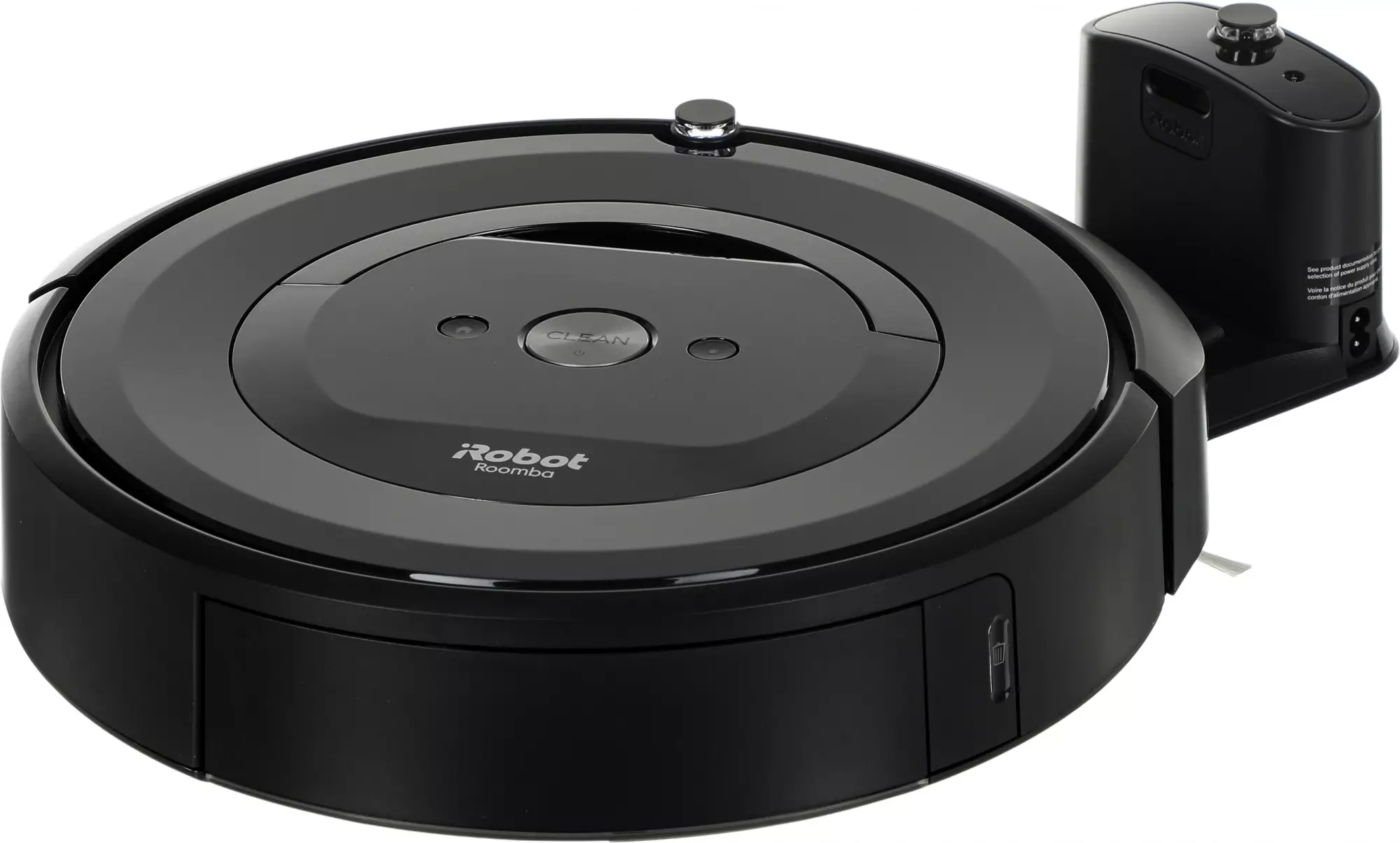 Обзор робота-пылесоса iRobot Roomba e5: надежный помощник для эффективной уборки вашего дома в сером и черном исполнении.