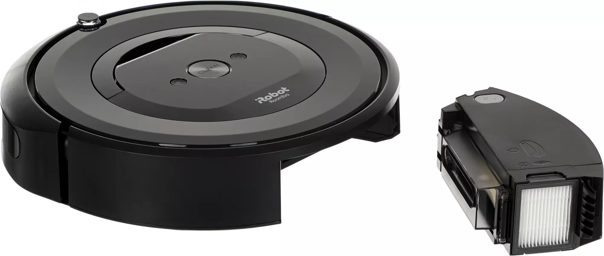 Обзор робота-пылесоса iRobot Roomba e5: надежный помощник для эффективной уборки вашего дома в сером и черном исполнении.