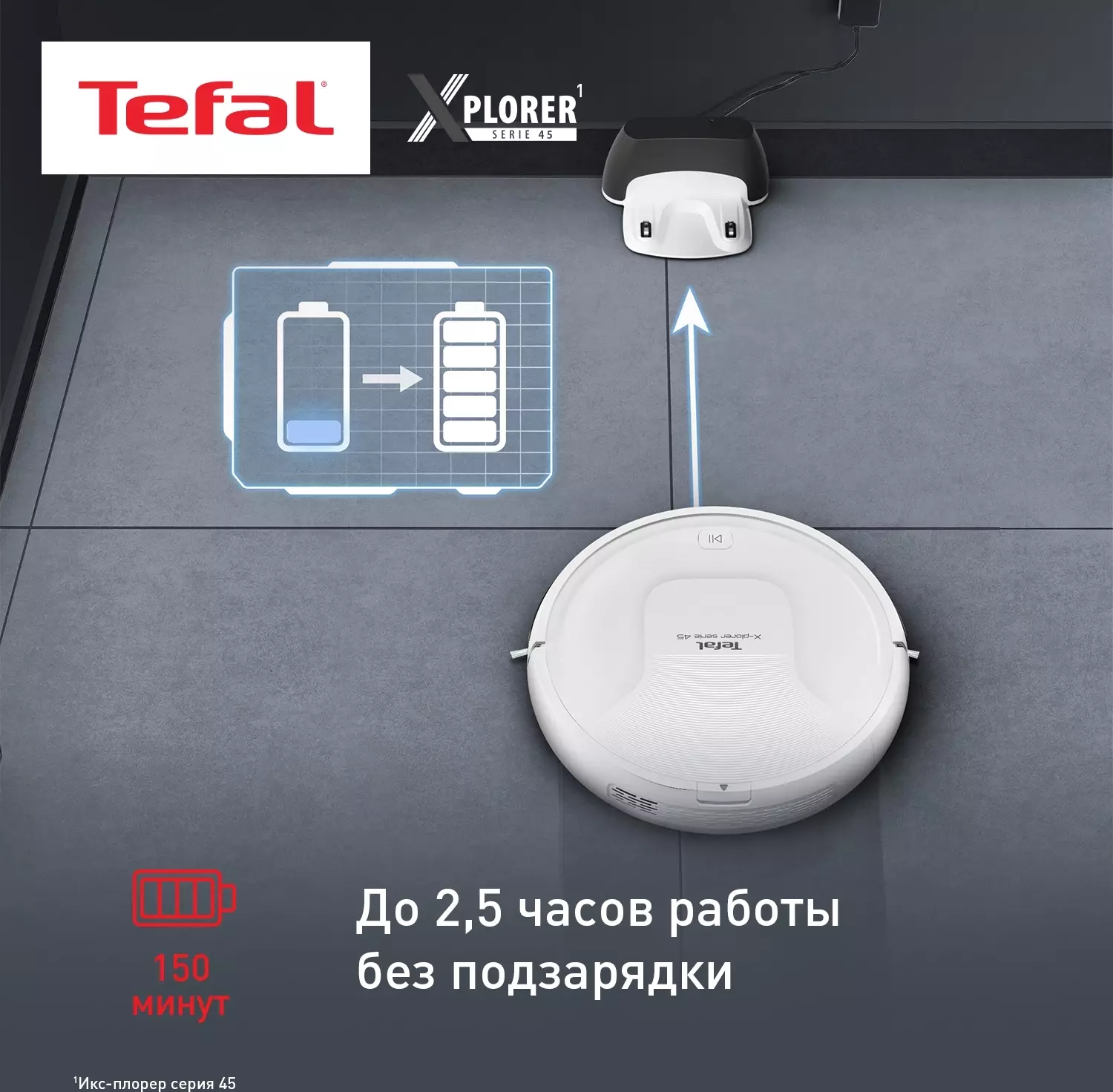 Обзор робота-пылесоса Tefal X-Plorer Serie 45 RG8227WH: эффективная уборка и интеллектуальные функции в белом корпусе.