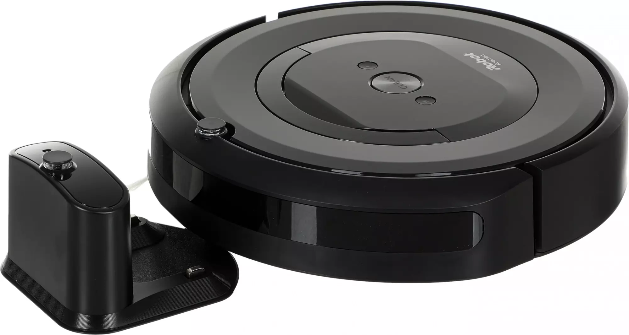 Обзор робота-пылесоса iRobot Roomba e5: надежный помощник для эффективной уборки вашего дома в сером и черном исполнении.